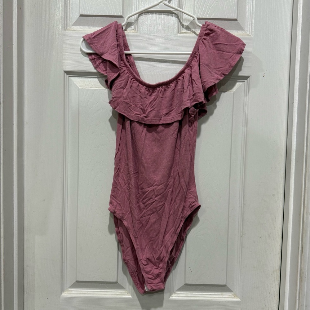 enough about me... Pink Ruffled Bodysuit One Piece